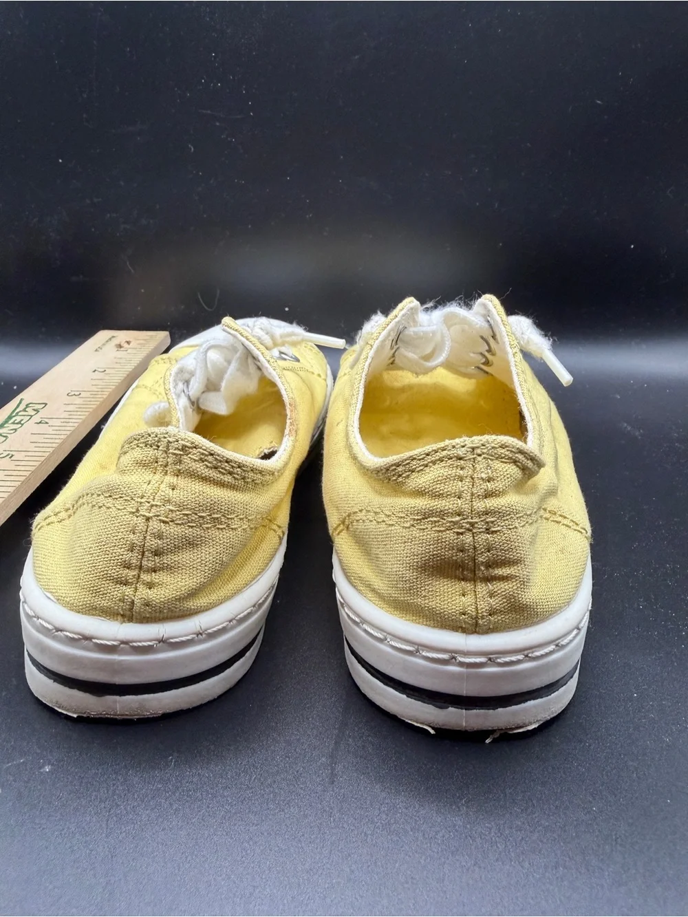 Yellow Canvas Kids Lace-Up Sneakers with White Toe